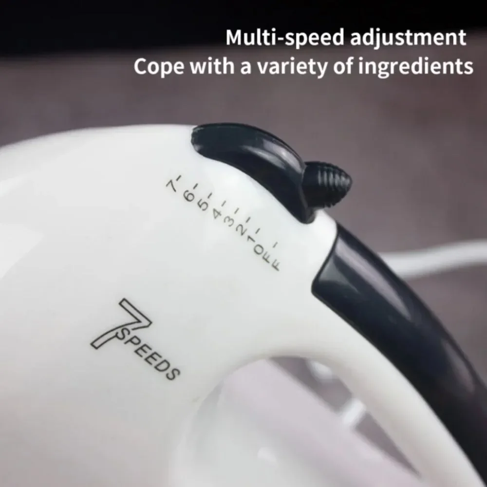 7 Speeds Super Hand Mixer Electric Egg Beater Handheld Blender White